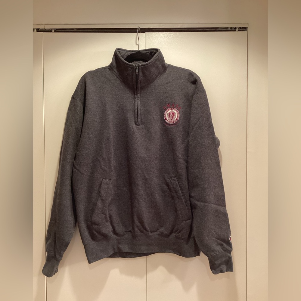 UMass Amherst Gray Quarter-Zip Sweater